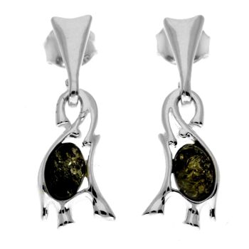 Boucles d'oreilles éléphant en argent sterling 925 et ambre de la Baltique - GL176 19