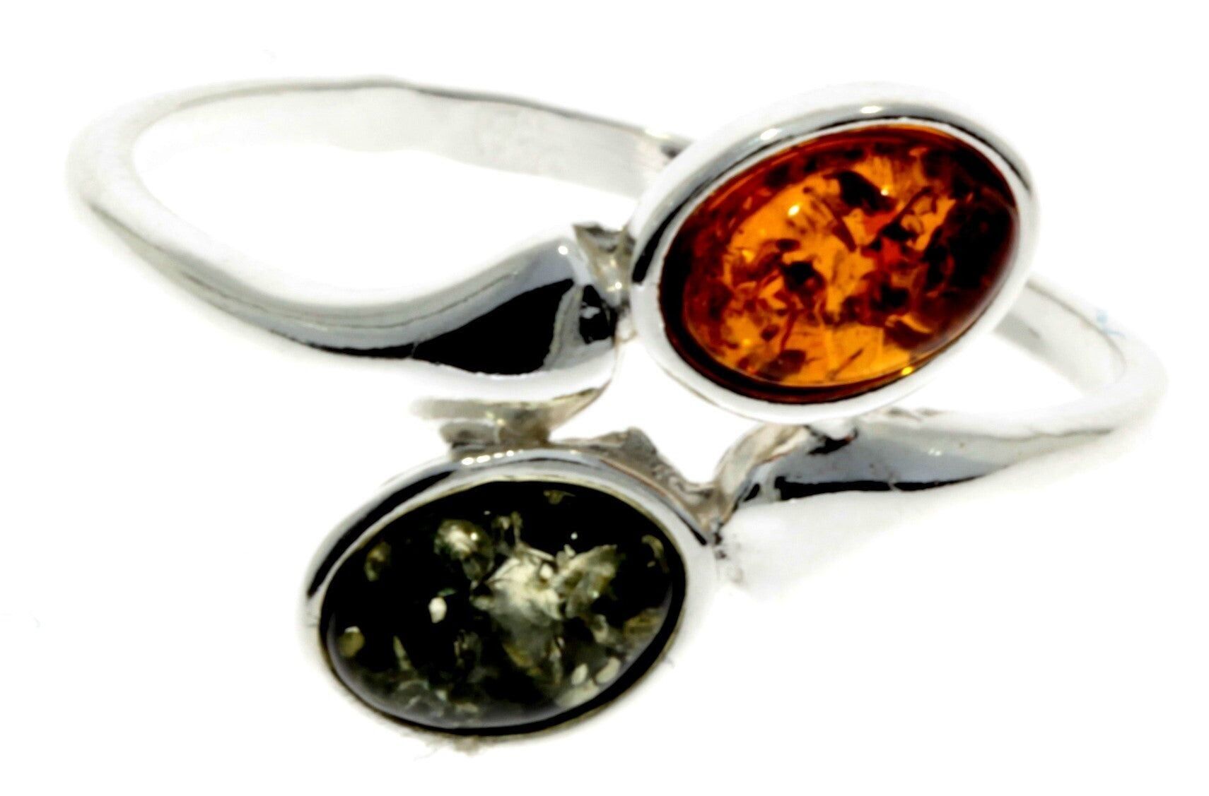 Klassischer Ring aus 925er Sterlingsilber und baltischem Bernstein - M721