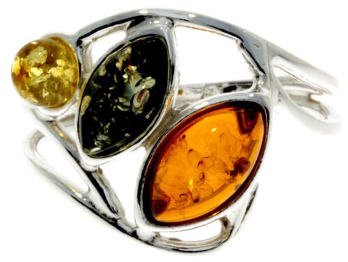 925 Sterling Silver & Baltic Amber Modern Ring - M715