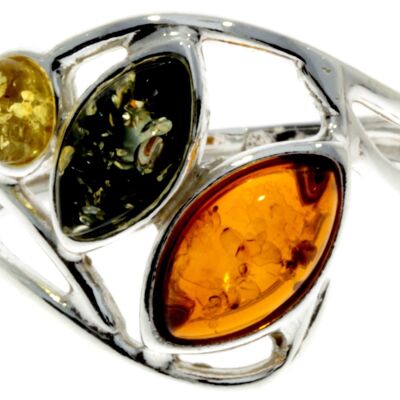 925 Sterling Silver & Baltic Amber Modern Ring - M715