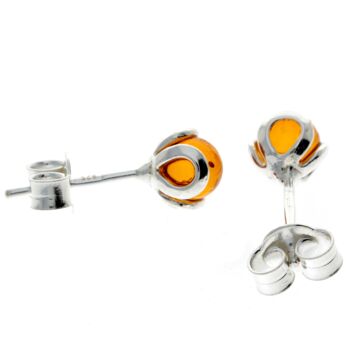 Boucles d'oreilles boule en argent sterling 925 et ambre de la Baltique - 5966 3