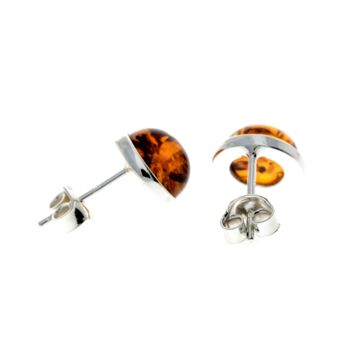 Boucles d'oreilles rondes en argent sterling 925 et ambre de la Baltique - M641 3