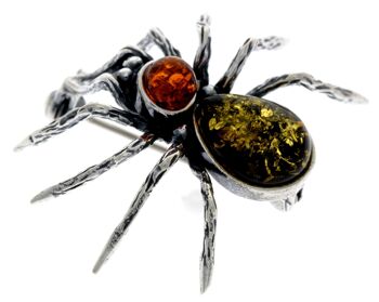 Broche araignée en argent sterling 925 et ambre de la Baltique - 4152 5