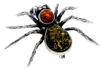 Broche araignée en argent sterling 925 et ambre de la Baltique - 4152 6