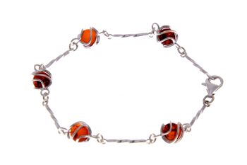 Bracelet moderne en argent sterling 925 et ambre de la Baltique - GL516 1