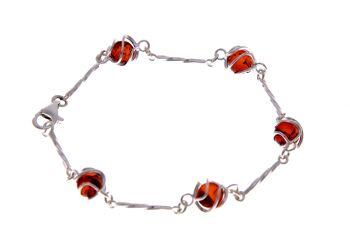 Bracelet moderne en argent sterling 925 et ambre de la Baltique - GL516 5