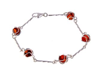 Bracelet moderne en argent sterling 925 et ambre de la Baltique - GL516 6