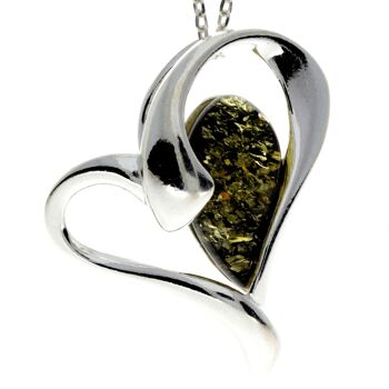 Pendentif coeur en argent sterling 925 et véritable ambre de la Baltique - GL346 6