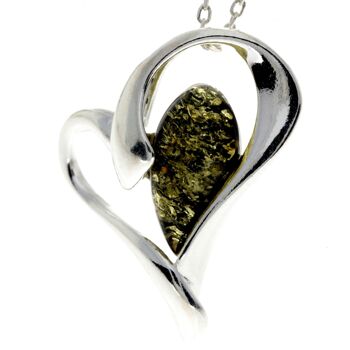 Pendentif coeur en argent sterling 925 et véritable ambre de la Baltique - GL346 8