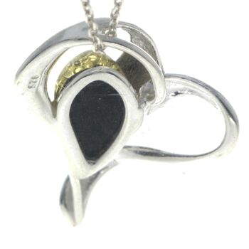 Pendentif coeur en argent sterling 925 et véritable ambre de la Baltique - GL346 9