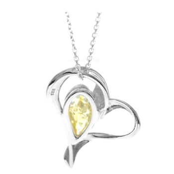 Pendentif coeur en argent sterling 925 et véritable ambre de la Baltique - GL346 14