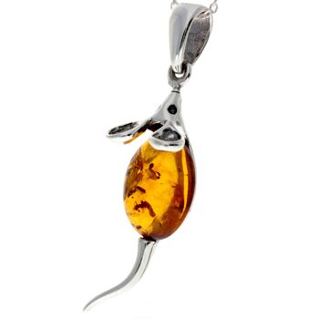 Pendentif souris en argent sterling 925 avec ambre - 568 3