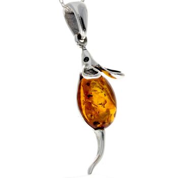 Pendentif souris en argent sterling 925 avec ambre - 568 5