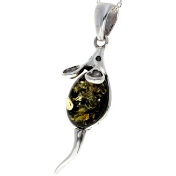 Pendentif souris en argent sterling 925 avec ambre - 568 7