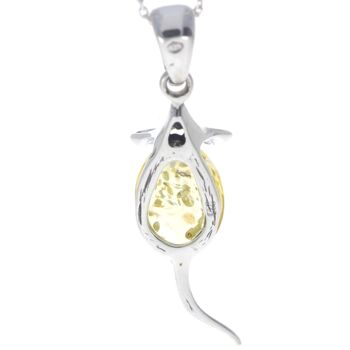 Pendentif souris en argent sterling 925 avec ambre - 568 12