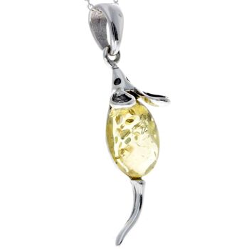 Pendentif souris en argent sterling 925 avec ambre - 568 13