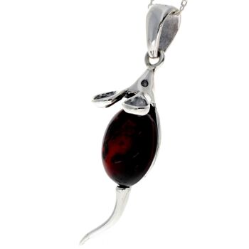 Pendentif souris en argent sterling 925 avec ambre - 568 15