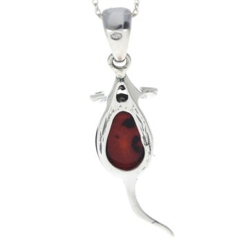 Pendentif souris en argent sterling 925 avec ambre - 568 16