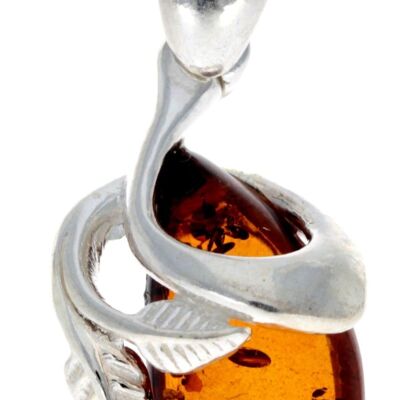 925 Sterling Silver & Baltic Amber Art Deco Pendant - GL391