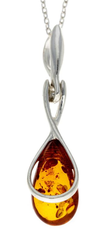 Pendentif moderne en argent sterling 925 avec ambre de la Baltique - GL381 1