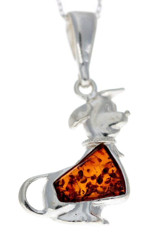 925 Sterling Silver Dog with Baltic Amber - G224