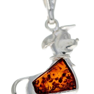 925 Sterling Silver Dog with Baltic Amber - G224