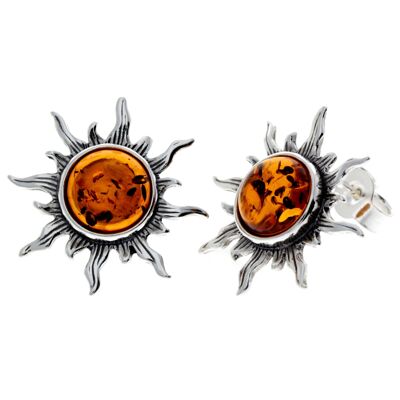 Boucles d'oreilles en argent sterling 925 et ambre de la Baltique 8222