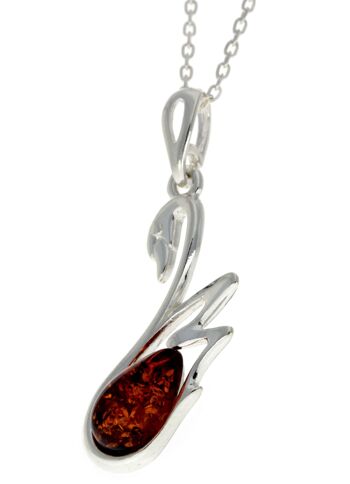 Pendentif cygne en argent sterling 925 et véritable ambre de la Baltique - GL378 2