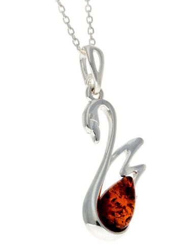 Pendentif cygne en argent sterling 925 et véritable ambre de la Baltique - GL378 4