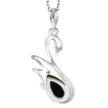 Pendentif cygne en argent sterling 925 et véritable ambre de la Baltique - GL378 7