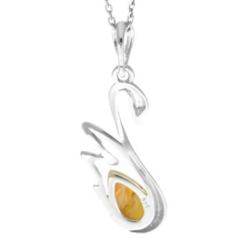 Pendentif cygne en argent sterling 925 et véritable ambre de la Baltique - GL378 11