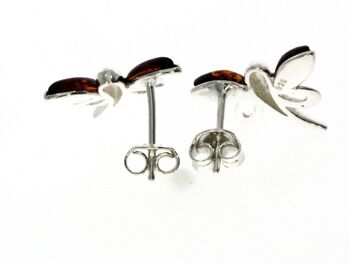 Boucles d'oreilles papillon en argent sterling 925 et ambre de la Baltique GL146 7