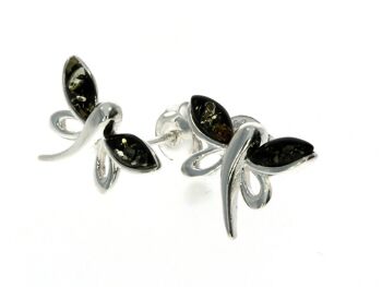 Boucles d'oreilles papillon en argent sterling 925 et ambre de la Baltique GL146 10