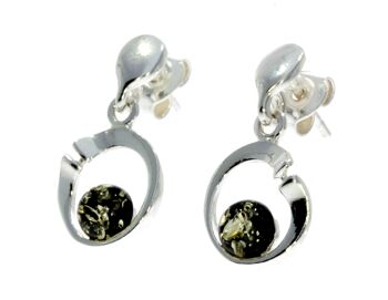 Boucles d'oreilles pendantes modernes en argent sterling 925 et ambre de la Baltique GL147 6