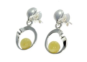 Boucles d'oreilles pendantes modernes en argent sterling 925 et ambre de la Baltique GL147 10