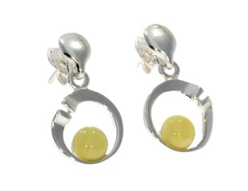 Boucles d'oreilles pendantes modernes en argent sterling 925 et ambre de la Baltique GL147 12