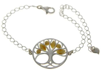 Bracelet Arbre de Vie Ajustable en Argent Sterling 925 avec Ambre - GL535 18