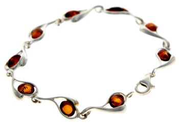 Magnifique bracelet coeurs en argent de créateur serti d'ambre de la Baltique - GL529 7