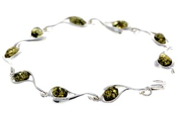 Magnifique bracelet coeurs en argent de créateur serti d'ambre de la Baltique - GL529 8