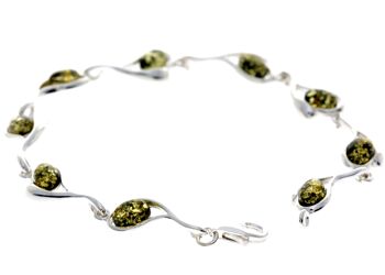 Magnifique bracelet coeurs en argent de créateur serti d'ambre de la Baltique - GL529 3