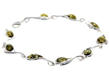 Magnifique bracelet coeurs en argent de créateur serti d'ambre de la Baltique - GL529 4