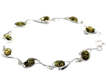Magnifique bracelet coeurs en argent de créateur serti d'ambre de la Baltique - GL529 5