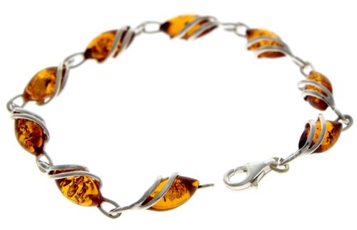 Beautiful Designer Silver Bracelet set with Baltic Amber - GL543