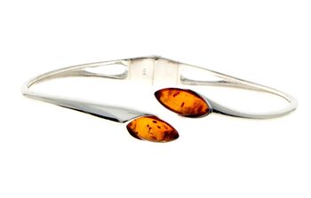 Beau bracelet en argent de créateur avec 2 cabochons d'ambre de la Baltique - GL541 13