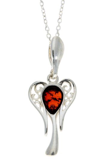 Ange porte-bonheur en argent sterling 925 avec ambre de la Baltique - GL383 5