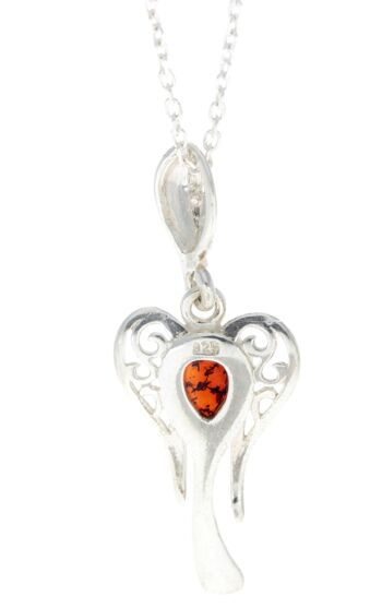 Ange porte-bonheur en argent sterling 925 avec ambre de la Baltique - GL383 3