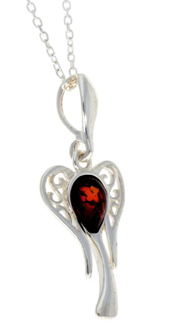 Ange porte-bonheur en argent sterling 925 avec ambre de la Baltique - GL383 4