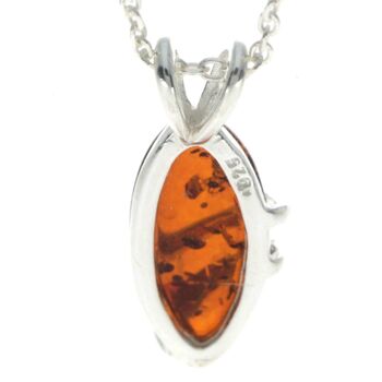 Petit pendentif moderne ovale en ambre et argent sterling 925 - GL271 - chaîne de trace de 20" 3