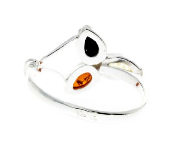 Bague design moderne en ambre et argent sterling 3