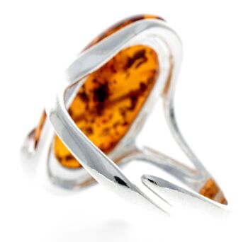 Bague ajustable en argent sterling 925 et ambre véritable de la Baltique GL423A 5